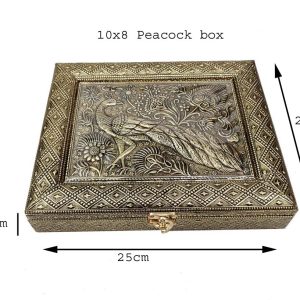 Decorative Peacock Designed Dryfruit Supari Box Mukhwash Dani , Sweets Chocolate Box Dining Container Serving Set ( 25x20x5 cm)