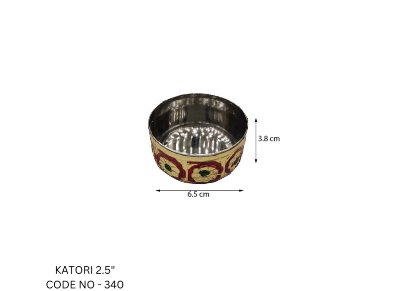 Stainless steel Katori With Meenakari Work For Puja (2.5")