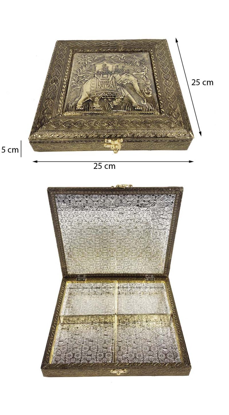 Decorative Dryfruit Supari Box Mukhwash Dani , Elephant Designed Sweets Chocolate Box Dining Container Serving Set(25x25x6cm)
