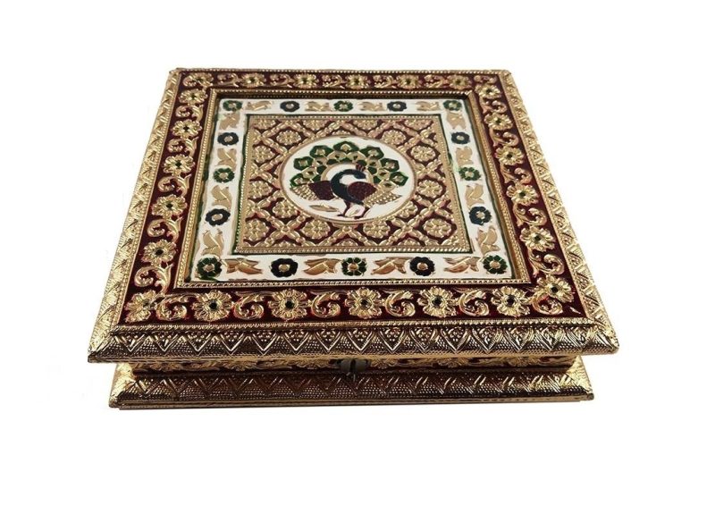 Decorative Dryfruit Supari Box Mukhwash Dani , Sweets Chocolate Box Meenakari Dining Container Serving Set (25x25x6 cm)