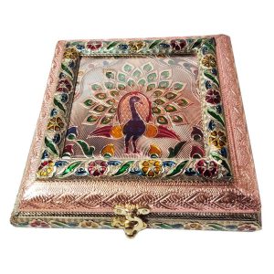 Decorative Peacock Designed Dryfruit Supari Box Mukhwash Dani , Sweets Chocolate Box Dining Container Serving Set (20x20x6cm)
