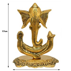 Metal Golden Anchor Shaped Ganesh Ji Sitting Idol Murti Decorative Showpiece