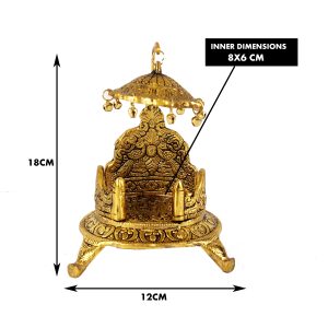 Golden Round Bal Gopal Laddo Gopal Singhasan , Krishna Ji Ganesh Ji  Singhasan Metal  Home Temple