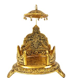 Golden Large Bal Gopal Laddo Gopal Singhasan , Round Ganesh Ji Puja Chowki Singhasan Metal Home Temple