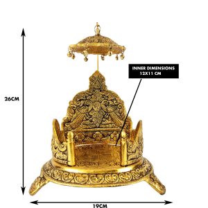 Golden Large Bal Gopal Laddo Gopal Singhasan , Round Ganesh Ji Puja Chowki Singhasan Metal Home Temple
