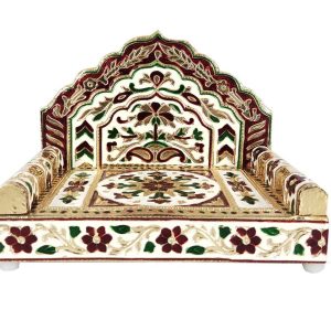 Golden Large Bal Gopal Laddo Gopal Singhasan , Krishna Ji Ganesh Ji Puja Chowki Singhasan Wooden Home Temple