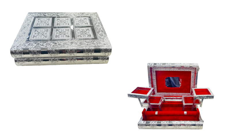 Decorative Handicraft Jewellery Bangle Box , Decorative Silver One roll Traditional Jewellery box