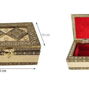 Decorative Handicraft Rexin Golden Jewellery Decorative Box (4x6 inches)