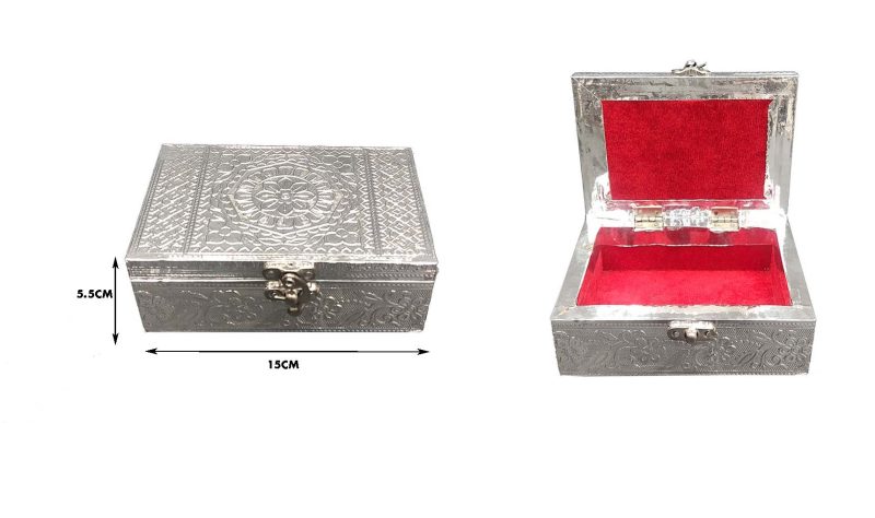 Decorative Handicraft Silver Jewellery Decorative Box (4x6 Inches)