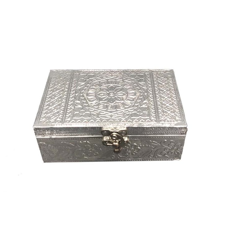 Decorative Handicraft Silver Jewellery Decorative Box (4x6 Inches)
