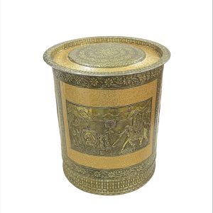 Stainless Steel Tanki with Lid Rexin Work for Home , Festival , Weddings etc (16 inches)