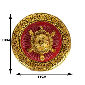 Metal Feng Shui Tortoise On Plate Showpiece for Good Luck , Multicolour Tortoise/kachhua with Glass Plate for Vastu