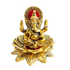 Ganesh Ji Sitting on a Lotus Flower Statue
