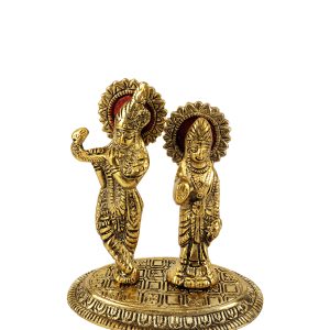 Beautiful Metal Radha Krishna Statue On Oval Stand For Home/Temple/Office/Home Decoration
