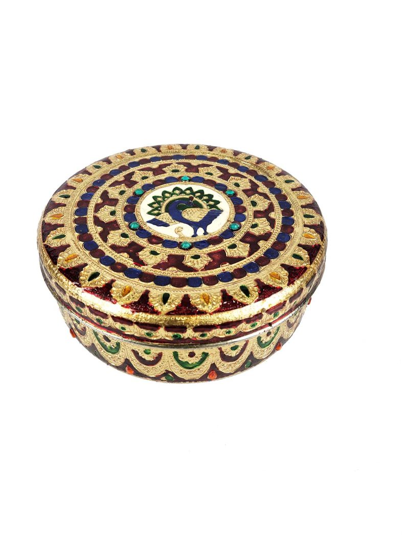 Meenakari  Stainless Steel Multi-Purpose Kitchen Storage Box, Roti Container, Papad Box (No2)