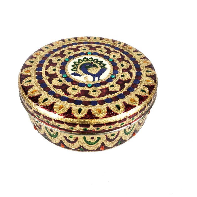 Meenakari  Stainless Steel Multi-Purpose Kitchen Storage Box, Roti Container, Papad Box (No2)