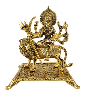Metal  Hindu Goddess Maa Durga , Shewawali Mata Statue With Stand