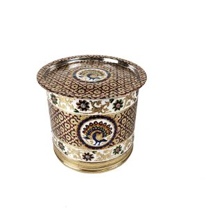 Stainless Steel Tanki with Lid Meenakari Work for Home , Festival , Weddings etc (12 inches)