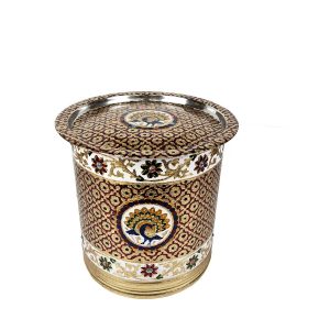 Stainless Steel Tanki with Lid Meenakari Work for Home , Festival , Weddings etc (14 inches)