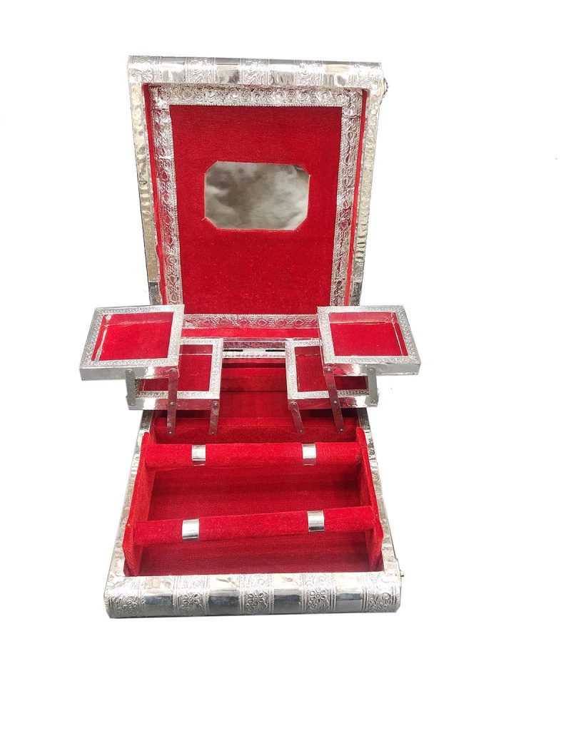 Decorative Handicraft Jewellery Bangle Box , Traditional Decorative Silver Two roll Jewellery box