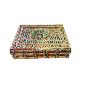 Decorative Handicraft Jewellery Bangle Box , Peacock Designed Decorative Golden One roll Jewellery box