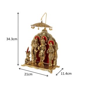Metal Large Lord Ram Darbar , Lord Ram , Sita Ji , Laxman Ji & Hanuman Ji Statue With Chattra God Figure Showpiece