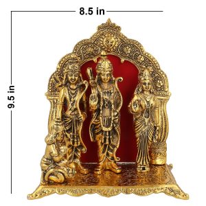 Metal Large Lord Ram Darbar , Lord Ram , Sita Ji , Laxman Ji & Hanuman Ji Statue With Chattra God Figure Showpiece