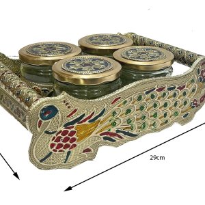 Decorative Peacock Designed Dryfruit Supari Box Mukhwash Dani , Sweets Chocolate Box Dining 4 Container Serving Set
