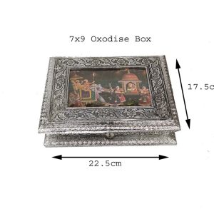 Silver Dryfruit Supari Box Mukhwash Dani , Sweets Chocolate Box Dining Container Serving Set (17.5x22.5x6 cm)