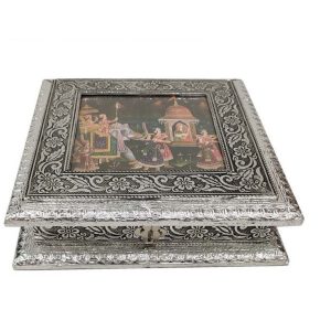 Silver Dryfruit Supari Box Mukhwash Dani , Sweets Chocolate Box Dining Container Serving Set (20x20x6 cm)