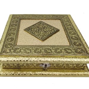 Decorative Golden Traditional Dryfruit Supari Box Mukhwash Dani , Sweets Chocolate Box Dining Container Serving Set (20x20x5 cm)