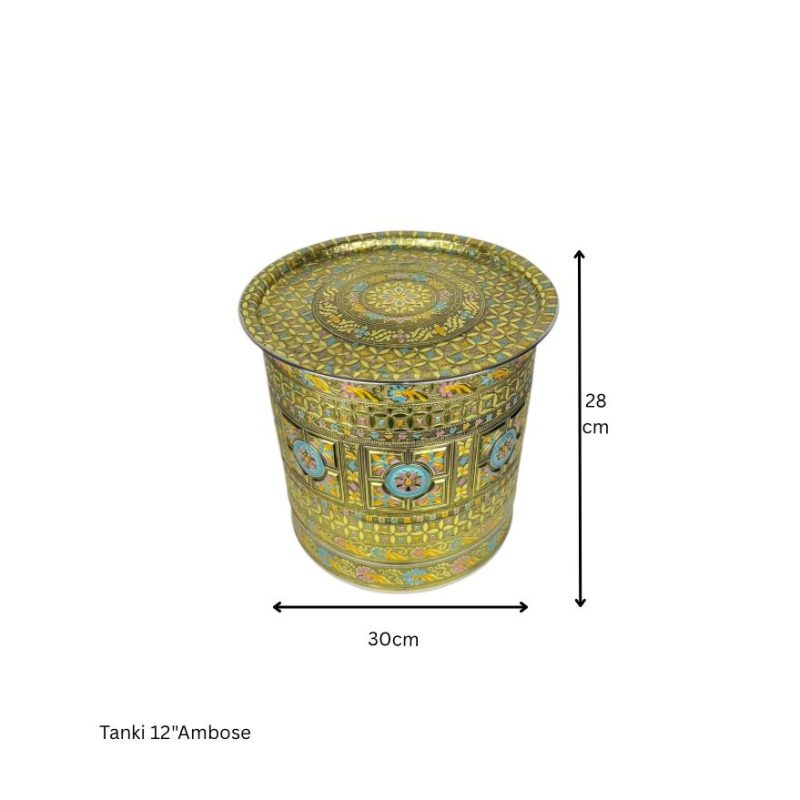 Golden Embossed Storage Tanki (Ambose Design, 12 Inch)