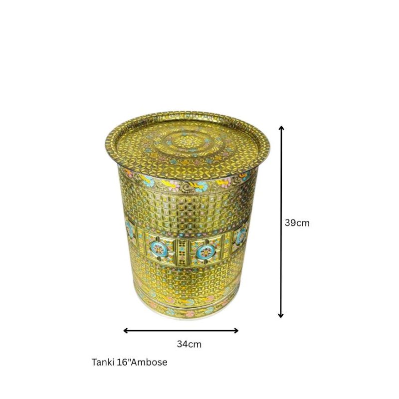 Golden Embossed Storage Tanki (Ambose Design, 16 Inch)